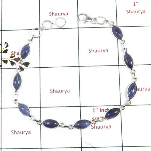 Tanzanite Cab H - SBB893-Exclusive New Design 925 Silver Bezel Bracelet Cab Gemsto