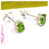 Peridot Cut B - SSE847-4x6mm Oval Cut Gemstone Stud Earrings 925 Sterling Silver Wholesale Collection