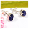 4x6mm Iolite Cut F - SSE847-4x6mm Oval Cut Gemstone Stud Earrings 925 Sterling Silver Wholesale Collection