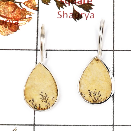 Germany Psilomelane Dendritic A - SPE866-Awesome Germany Psilomelane Dendritic Gemstone Earrings 925 Sterling Silver Wholesale