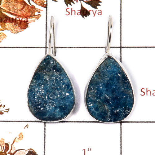Apatite Rough E - SPE865-Gorgeous Apatite Rough 925 Silver Earrings Direct Made By Indian Company