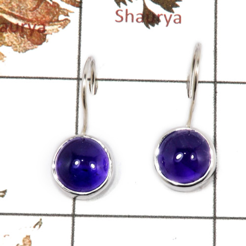 Amethyst Cab A - SPE863-Exclusive Purple Amethyst Cab Gemstone Earrings 925 Sterling Silver Wholesale
