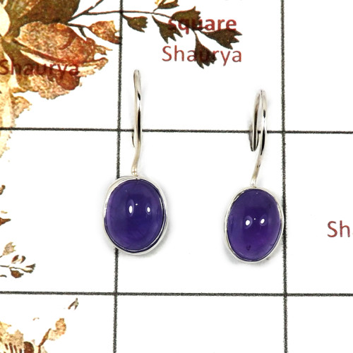 Amethyst Cab B - SPE863-Exclusive Purple Amethyst Cab Gemstone Earrings 925 Sterling Silver Wholesale