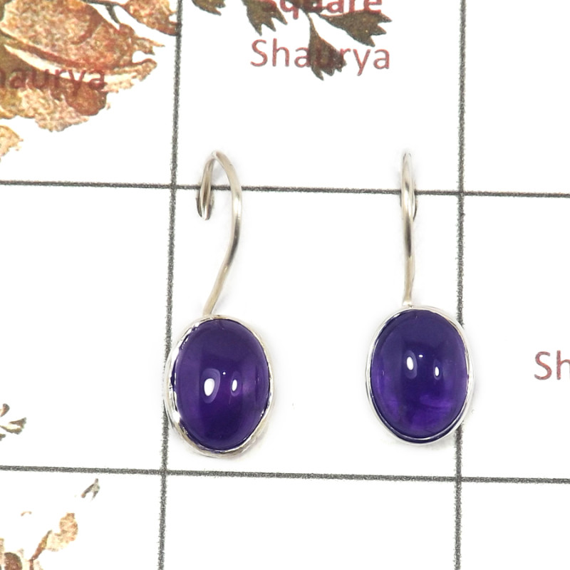 Amethyst Cab C - SPE863-Exclusive Purple Amethyst Cab Gemstone Earrings 925 Sterling Silver Wholesale