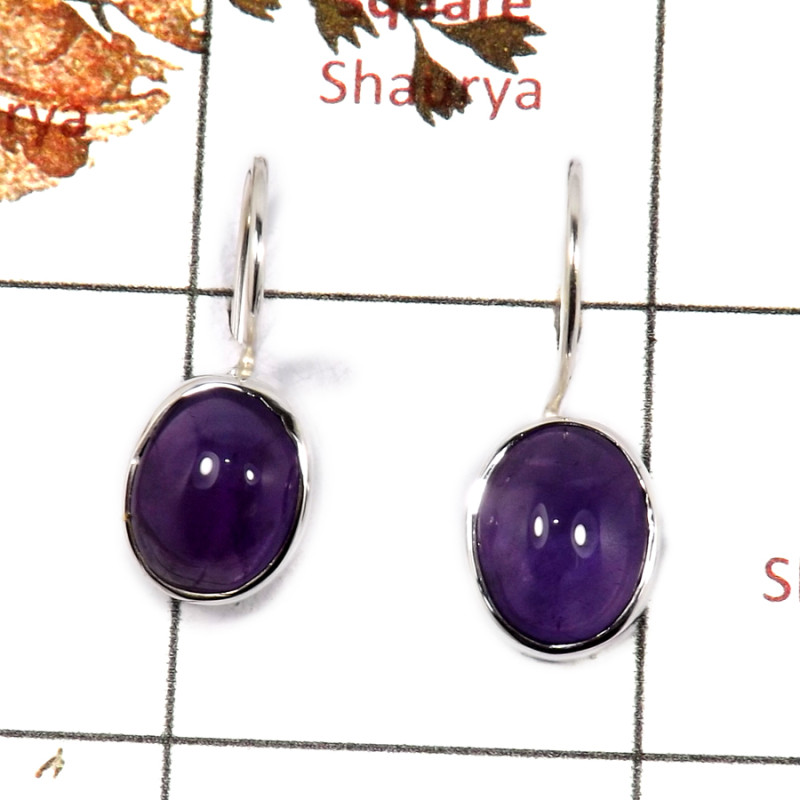 Amethyst Cab D - SPE863-Exclusive Purple Amethyst Cab Gemstone Earrings 925 Sterling Silver Wholesale