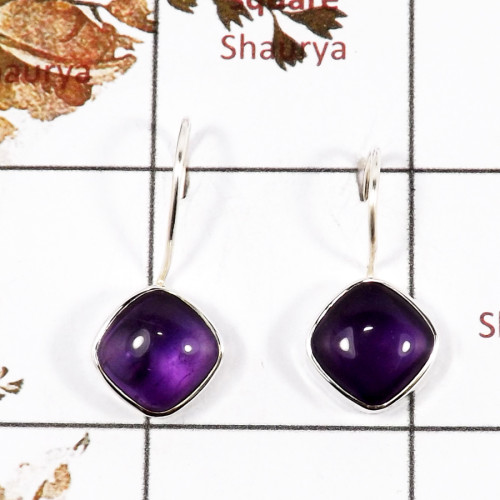 Amethyst Cab G - SPE863-Exclusive Purple Amethyst Cab Gemstone Earrings 925 Sterling Silver Wholesale