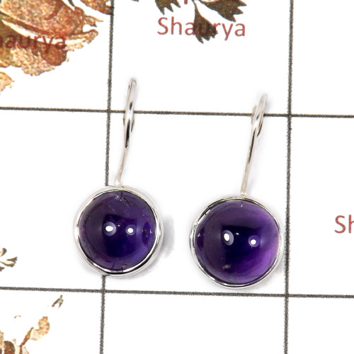 Amethyst Cab H - SPE863-Exclusive Purple Amethyst Cab Gemstone Earrings 925 Sterling Silver Wholesale