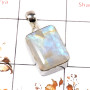 Rainbow Moonstone Cut B - ISP662-Rainbow Moonstone 925 Silver Plain Setting Pendant Handmade Cut Gemstone