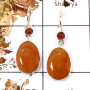 Bio Rutile Cut & Sunstone Cab O - SPE858-Party Wear Look Faceted Cut Gemstone Earrings 925 Silver Plain Setting Handmade India