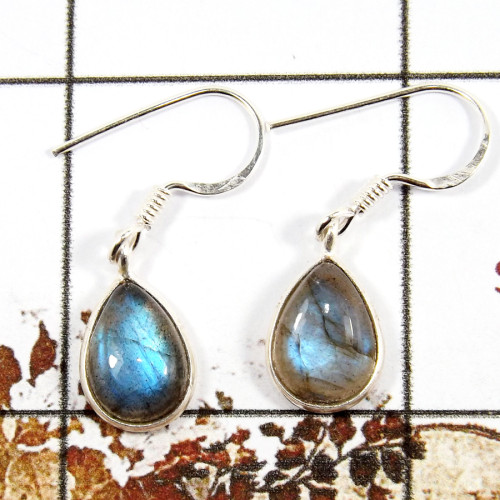Labradorite Cab D - BZE714-Classic Light Weight Bezel Earrings 925 Sterling Silver Cab Gemstone Made By Indian Company