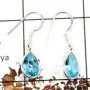 Blue Topaz Cut D - BZE713-Solid 925 Sterling Silver Bezel Earrings Cut Gemstone Wholesale Collection India