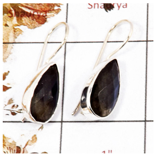 Labradorite Cut C - SPE849-Gorgeous Blue Labradorite Cut Gemstone Earrings 925 Silver Plain Setting Handmade Design