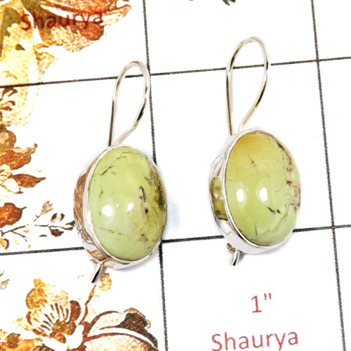 Lemon Chrysoprase Cab H - SPE848-Stylish Handmade Party Wear Earrings 925 Sterling Silver Cab Gemstone Wholesale India
