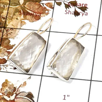 Crystal Cut A - SPE832-Party Wear Crystal Quartz Earrings 925 Silver Plain Setting Made By Indian Factory Crystal Cut A - SPE832-Party Wear Crystal Quartz Earrings 925 Silver Plain Setting Made By Indian Factory