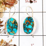 Blue Copper Turquoise Cab O - SPE829-Solid 925 Silver Pretty Look Blue Copper Turquoise Earrings Wholesale Collection