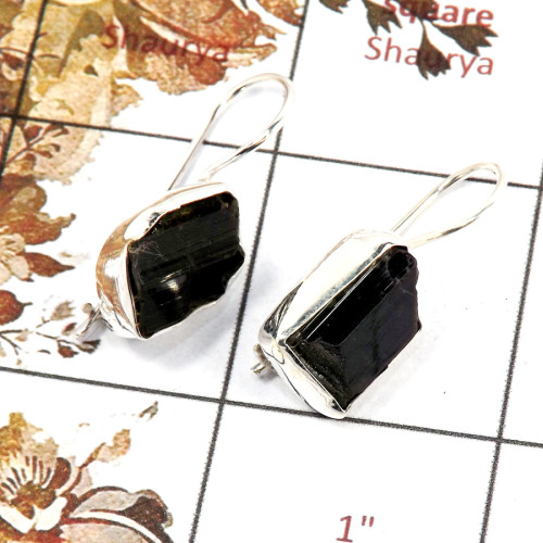 Green Tourmaline Rough C - SPE824-Indian Factory Made Gorgeous Rough Gemstone Earrings 925 Silver Plain Setting