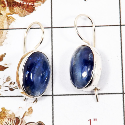 Kyanite Cab A - SPE822-Solid 925 Sterling Silver Blue kyanite Cab Gemstone Earrings Handmade Collection