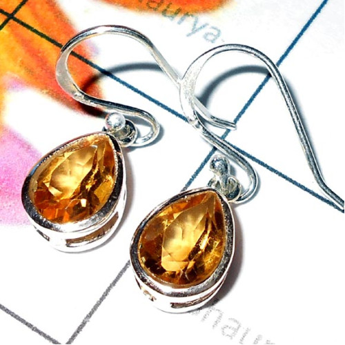 Citrine cut D - CES995-Casting Fancy Earring with Semiprecious Gemstone Citrine cut D - CES995-Casting Fancy Earring with Semiprecious Gemstone
