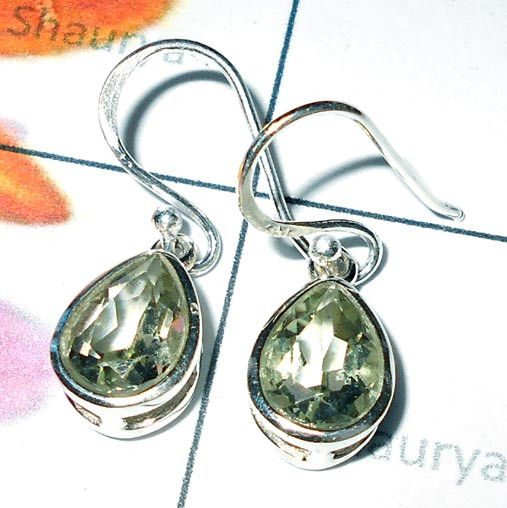 Green Amethyst cut G - CES995-Casting Fancy Earring with Semiprecious Gemstone Green Amethyst cut G - CES995-Casting Fancy Earring with Semiprecious Gemstone