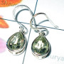 Green Amethyst cut G - CES995-Casting Fancy Earring with Semiprecious Gemstone