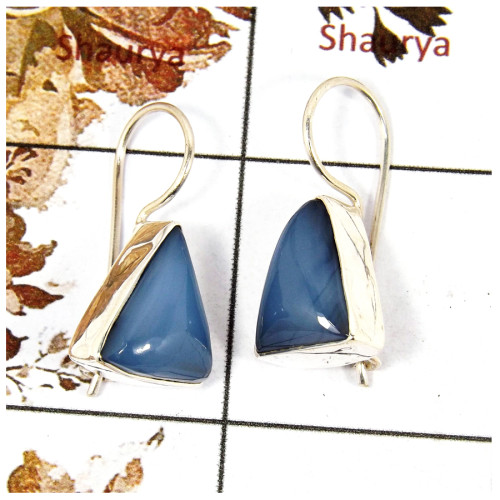 Banded Onyx Cab O - SPE820-Solid 925 Sterling Silver Plain Setting Earrings Banded Onyx Cab Gemstone Wholesale Collection