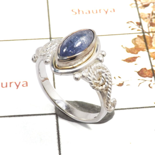 Tanzanite Cab C - RBS859-Indian Company Made Light Weight Ring Cab Gemstone 925 Sterling Silver