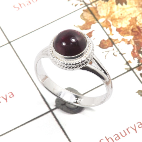 Garnet Cab F - RBS859-Indian Company Made Light Weight Ring Cab Gemstone 925 Sterling Silver