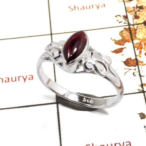 Garnet Cab B - RBS858-Solid 925 Sterling Silver Cab Gemstone Light Weight Ring Handmade Collection