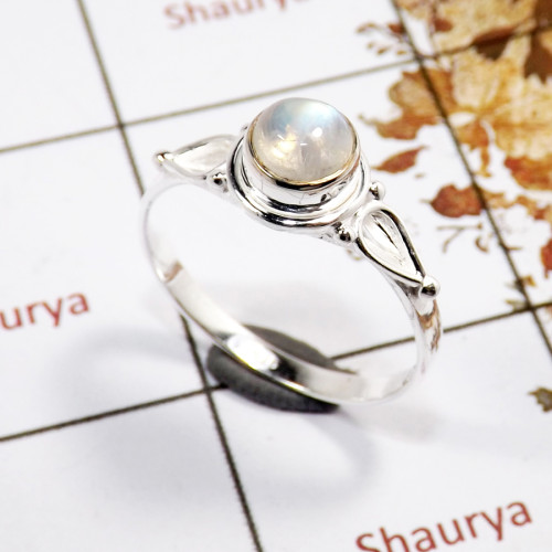 Rainbow Moonstone Cab F - RBS858-Solid 925 Sterling Silver Cab Gemstone Light Weight Ring Handmade Collection