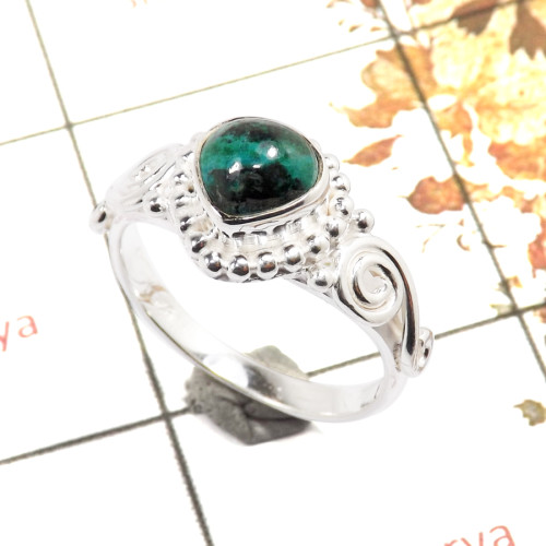 Chrysocolla Cab G - RBS858-Solid 925 Sterling Silver Cab Gemstone Light Weight Ring Handmade Collection