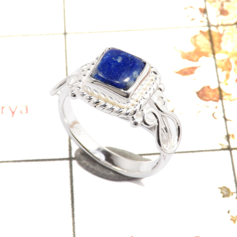 Lapis Lazuli I - RBS858-Solid 925 Sterling Silver Cab Gemstone Light Weight Ring Handmade Collection