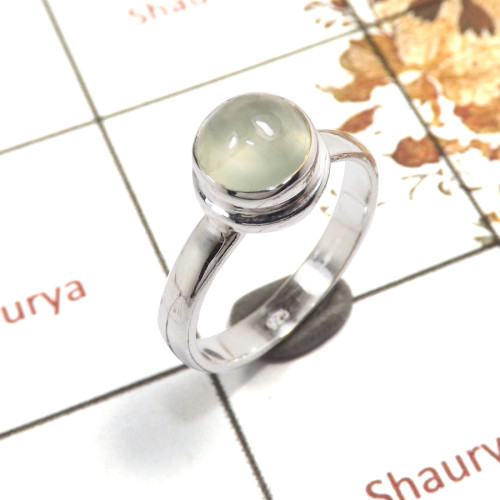Prehnite Cab F - RBS857-Exclusive Light Weight Cab Gemstone Ring 925 Sterling Silver Handmade Design