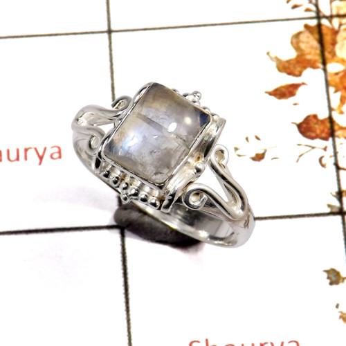 Rainbow Moonstone Cab G - RBS855-New Design Solid 925 Sterling Silver Ring Made Natural Cab Gemstone