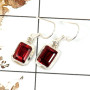 Garnet Cut E - SPE817-Party Wear Solid 925 Sterling Silver Plain Setting Earrings Cut Gemstone Handmade India