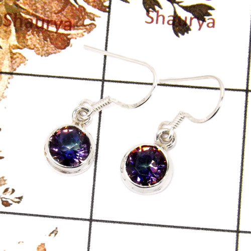 Mystic Cut A - SPE815-Indian Company Made Cut Gemstone Earrings Solid 925 Sterling Silver