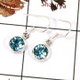 Blue Topaz Cut C - SPE815-Indian Company Made Cut Gemstone Earrings Solid 925 Sterling Silver