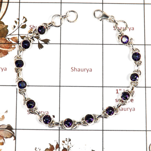Mystic Cut A - SPB903-Solid 925 Sterling Silver Plain Setting Bracelet Cut Gemstone Wholesale India