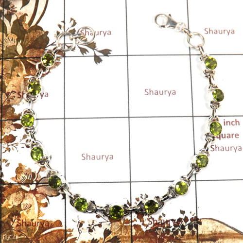 Peridot Cut D - SPB903-Solid 925 Sterling Silver Plain Setting Bracelet Cut Gemstone Wholesale India