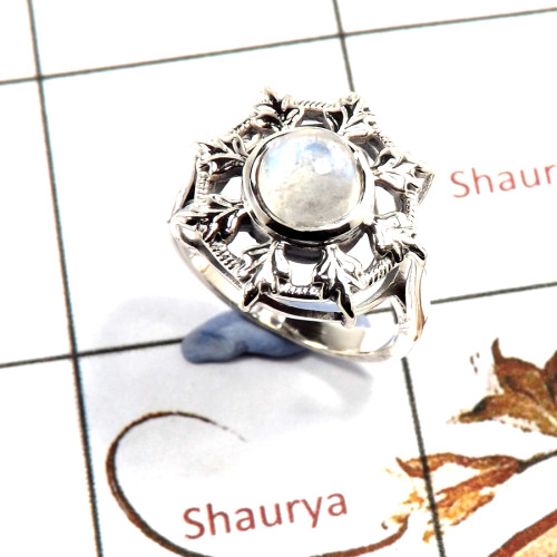 Rainbow Moonstone Cab A - SCR809-Party Wear Cab Gemstone Casting Ring 925 Sterling Silver