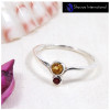 Citrine & Amethyst Cut B - SFJ914-Light Weight Two Gemstone Solid 925 Silver Tiny Ring Cab & Cut Gemstone