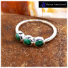 Malachite Cab A - SFJ913-Exclusive Cabochon Gemstone Light Weight Trilogy Ring 925 Sterling Silver
