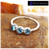 Swiss Blue Topaz Cab H - SFJ913-Exclusive Cabochon Gemstone Light Weight Trilogy Ring 925 Sterling Silver
