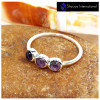 Amethyst Cab J - SFJ913-Exclusive Cabochon Gemstone Light Weight Trilogy Ring 925 Sterling Silver