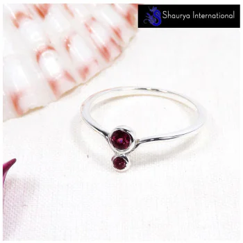 Rhodolite Garnet Cut F - SFJ912-Newly Design Two Stone Light Weight Midi Ring Solid 925 Sterling Silver Rhodolite Garnet Cut F - SFJ912-Newly Design Two Stone Light Weight Midi Ring Solid 925 Sterling Silver