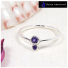 Amethyst Cut O - SFJ912-Newly Design Two Stone Light Weight Midi Ring Solid 925 Sterling Silver
