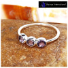 Amethyst Cut F - SFJ911-Stunning Look Three Cut Gemstone Light Weight Ring 925 Sterling Silver