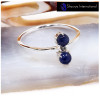 Lapis Cab & White Topaz Cut A - SFJ910-New Collection Solid 925 Silver Three Stone Light Weight Tiny Ring