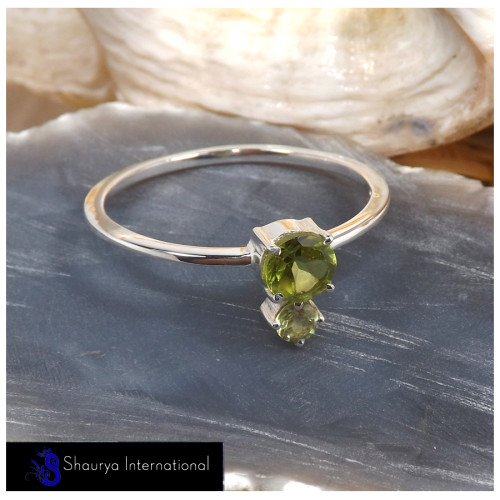 Peridot Cut E - SFJ909-Classic Faceted Cut Gemstone  925 Sterling Silver Handmade Rings
