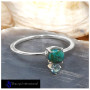 Chrysocolla Cab & Swiss Blue Topaz Cut B - SFJ908-Superb Light Weight Cab & Cut Two Stone Midi Ring 925 Sterling Silver