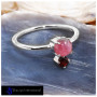 Tourmaline Cab & Garnet Cut K - SFJ908-Superb Light Weight Cab & Cut Two Stone Midi Ring 925 Sterling Silver